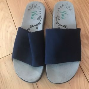 Navy slip on sandals